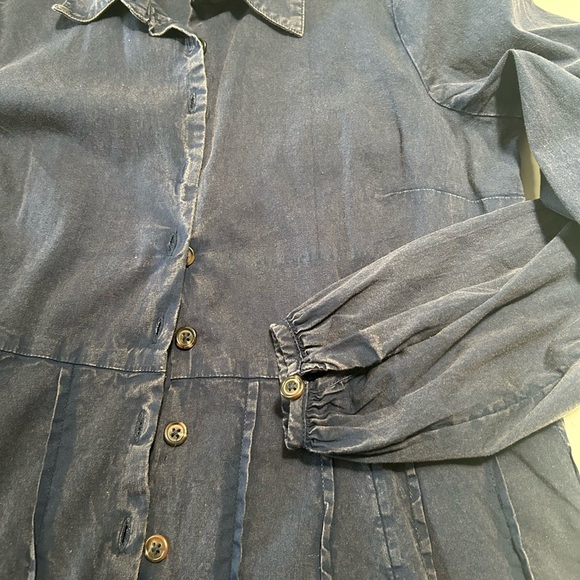 Free People Navy Blue Button up Peplum Shirt or Jacket Size Medium - Picture 8 of 8